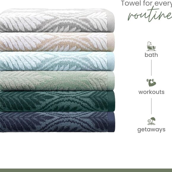Restore Fern Ogee Bath Towel - 30"x56" Sage - Soft, Quick Dry Luxury - Picture 7 of 7
